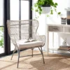 Lenu Rattan Accent Chair W/ Cushion - Grey White Wash/White/ Black - Safavieh