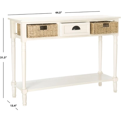 Winifred Wicker Console Table With Storage - White - Safavieh 3 Winifred Wicker Console Table With Storage - White - Safavieh - Image 3