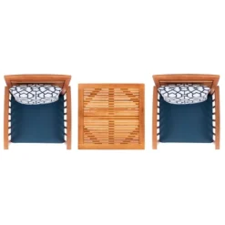 Pate 3pc Bistro Set - Natural/Navy - Safavieh -Safavieh Deals Store GUEST 16b86111 f9ac 4516 bc5e a46b4d897082