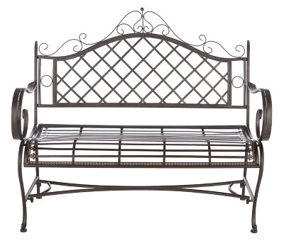Abner Wrought Iron 45.75 Inch W Outdoor Garden Bench - Safavieh 9 Abner Wrought Iron 45.75 Inch W Outdoor Garden Bench - Safavieh - Image 9