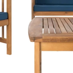 Fontana 4pc Outdoor Set - Natural Look/Navy - Safavieh -Safavieh Deals Store GUEST 17139a5b 922f 44fb 8e11 df4d32e869b2