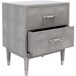 Jodie Faux Shagreen Nightstand - Grey/Silver - Safavieh -Safavieh Deals Store GUEST 29dfd0d4 782b 4ece a6f8 449bf46da50d