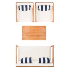Montez 4pc Living Set With Accent Pillows - Natural/Beige/Navy - Safavieh -Safavieh Deals Store GUEST 2a054fb7 1329 41cd 899e 4ea8f142768c