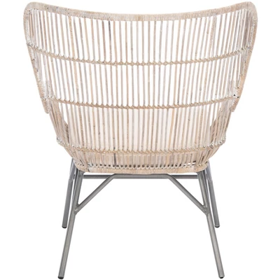 Lenu Rattan Accent Chair W/ Cushion - Grey White Wash/White/ Black - Safavieh 4 Lenu Rattan Accent Chair W/ Cushion - Grey White Wash/White/ Black - Safavieh - Image 4