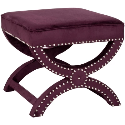 Mystic Ottoman Silver Nail Heads - Plum - Safavieh 2 Mystic Ottoman Silver Nail Heads - Plum - Safavieh - Image 2