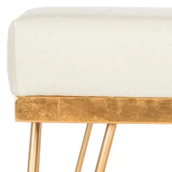 Jenine Faux Ostrich Square Bench - Cream/Gold - Safavieh -Safavieh Deals Store GUEST 3669ac2a 6c02 47dd 8a3e 6852da02bee5