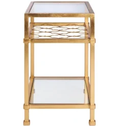 Hanzel Gold Leaf Glass Side Table - Gold - Safavieh -Safavieh Deals Store GUEST 388cbb23 4db8 4c89 94b0 b8557be7f105