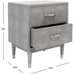 Jodie Faux Shagreen Nightstand - Grey/Silver - Safavieh -Safavieh Deals Store GUEST 410ecaf7 e832 45ad 885a 6d4150bf754b