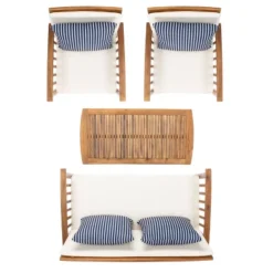 Rocklin 4pc Living Set - Natural/Beige/Navy - Safavieh -Safavieh Deals Store GUEST 53071b84 ea7d 4785 9901 97fae0f7eb7b