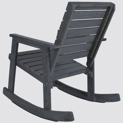 Geneva Wood Patio Rocking Chair - Gray - Safavieh 3 Geneva Wood Patio Rocking Chair - Gray - Safavieh - Image 3