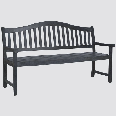 Cannes Wood 4-Seater Patio Bench With Pop-Up Table - Gray - Safavieh 2 Cannes Wood 4-Seater Patio Bench With Pop-Up Table - Gray - Safavieh - Image 2