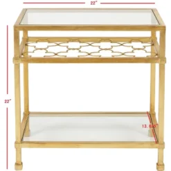 Hanzel Gold Leaf Glass Side Table - Gold - Safavieh -Safavieh Deals Store GUEST 66871b61 53a2 485c a012 e95394856689