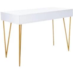 Pine Two Drawer Desk - White/Gold - Safavieh 12 Pine Two Drawer Desk - White/Gold - Safavieh -Safavieh Deals Store GUEST 69294fc5 aab9 441a 8f39 d109e55ac694