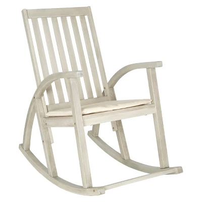 Lugano Wood Patio Rocking Chair - White - Safavieh 1 Lugano Wood Patio Rocking Chair - White - Safavieh