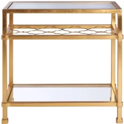 Hanzel Gold Leaf Glass Side Table - Gold - Safavieh -Safavieh Deals Store GUEST 6b0c18ea 7470 4e04 8c1e 83e8d64bbab6