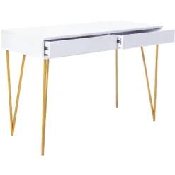 Pine Two Drawer Desk - White/Gold - Safavieh 14 Pine Two Drawer Desk - White/Gold - Safavieh -Safavieh Deals Store GUEST 719e0868 e910 4ff2 9268 cdce3cba3e6f