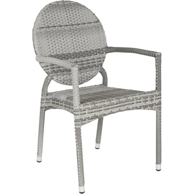 Valdez Indoor Outdoor French Bistro Stacking Arm Chair (Set Of 2) - Grey - Safavieh 3 Valdez Indoor Outdoor French Bistro Stacking Arm Chair (Set Of 2) - Grey - Safavieh - Image 3