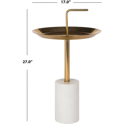 Apollo Round Brass Top Side Table - Brass/Marble - Safavieh 2 Apollo Round Brass Top Side Table - Brass/Marble - Safavieh - Image 2