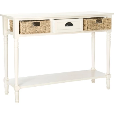 Winifred Wicker Console Table With Storage - White - Safavieh 2 Winifred Wicker Console Table With Storage - White - Safavieh - Image 2