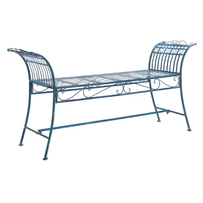 Hadley Bench - Antique Blue - Safavieh 1 Hadley Bench - Antique Blue - Safavieh