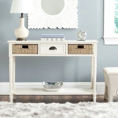 Winifred Wicker Console Table With Storage - White - Safavieh 1 Winifred Wicker Console Table With Storage - White - Safavieh