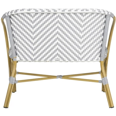 Dandra Herringbone Rattan Settee - Grey/White - Safavieh 4 Dandra Herringbone Rattan Settee - Grey/White - Safavieh - Image 4