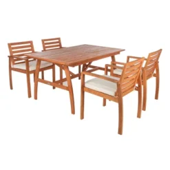5pc Venly Dining Set Natural/Beige - Safavieh -Safavieh Deals Store GUEST 956536c5 7dc2 4f80 959c 8b3c445082d5