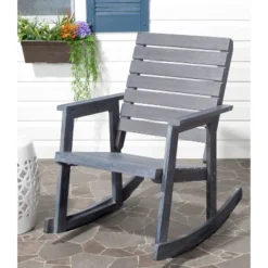 Geneva Wood Patio Rocking Chair - Gray - Safavieh