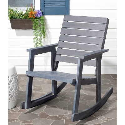 Geneva Wood Patio Rocking Chair - Gray - Safavieh 1 Geneva Wood Patio Rocking Chair - Gray - Safavieh