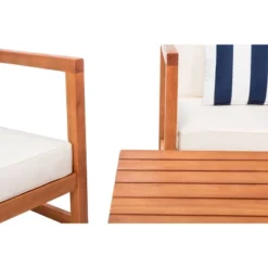 Montez 4pc Living Set With Accent Pillows - Natural/Beige/Navy - Safavieh -Safavieh Deals Store GUEST a44cca62 0565 4415 960e 12b98a0db41a