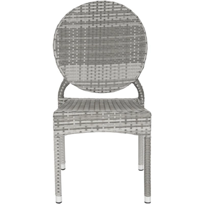 Valdez Indoor Outdoor French Bistro Stacking Side Chair (Set Of 2) - Grey - Safavieh 2 Valdez Indoor Outdoor French Bistro Stacking Side Chair (Set Of 2) - Grey - Safavieh - Image 2