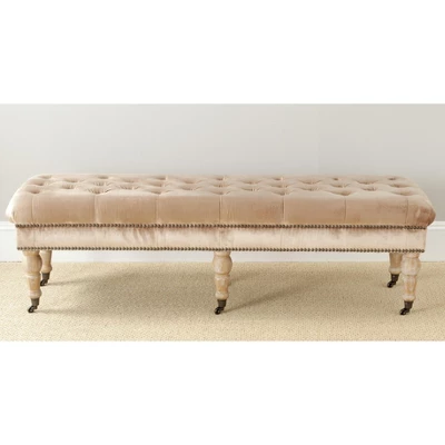 Barney Tufted Bench W/ Brass Nail Heads - Safavieh 1 Barney Tufted Bench W/ Brass Nail Heads - Safavieh