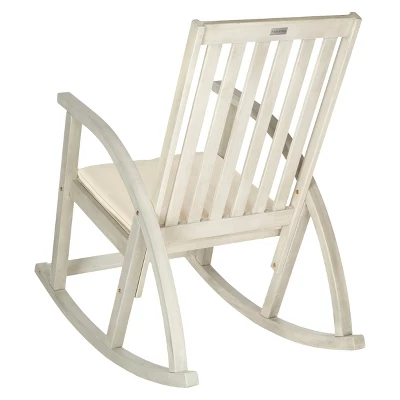 Lugano Wood Patio Rocking Chair - White - Safavieh 2 Lugano Wood Patio Rocking Chair - White - Safavieh - Image 2