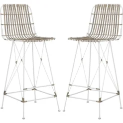 Minerva Wicker Bar Stool (Set Of 2) - Safavieh -Safavieh Deals Store GUEST bbd59186 b591 45a1 99a6 872b17d48758