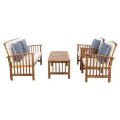 Rocklin 4pc Living Set - Natural/Beige/Navy - Safavieh -Safavieh Deals Store GUEST c0292996 6eca 46cf b4d3 5e6ed837c3f8