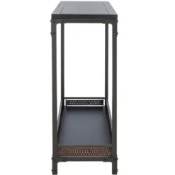 Dinesh Console With Storage Shelf - Black/Dark Walnut - Safavieh -Safavieh Deals Store GUEST ce3fd006 c16d 460a 979e d23bb1b8e7de