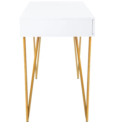 Pine Two Drawer Desk - White/Gold - Safavieh 8 Pine Two Drawer Desk - White/Gold - Safavieh - Image 8