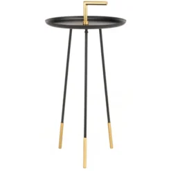 Delia Handle Side Table - Black/Gold - Safavieh -Safavieh Deals Store GUEST e00fa388 c3fe 456d b0bc c7d788c23b08