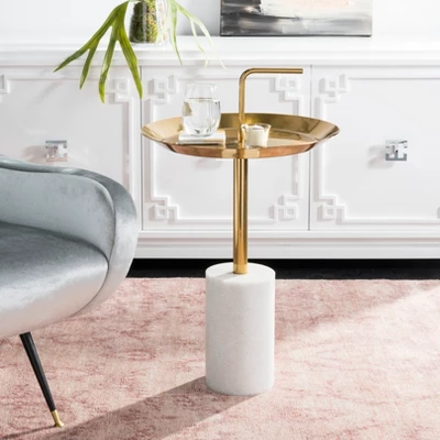 Apollo Round Brass Top Side Table - Brass/Marble - Safavieh 3 Apollo Round Brass Top Side Table - Brass/Marble - Safavieh - Image 3