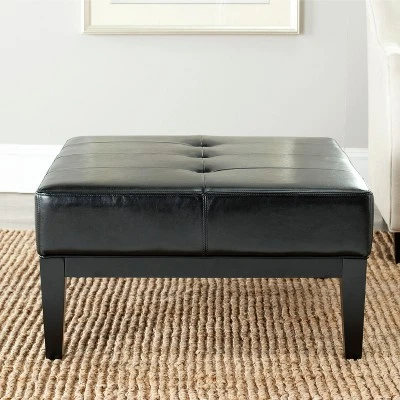 Fulton Small Square Cocktail Ottoman - Black - Safavieh 1 Fulton Small Square Cocktail Ottoman - Black - Safavieh