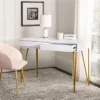 Pine Two Drawer Desk - White/Gold - Safavieh