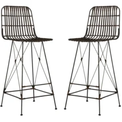 Minerva Wicker Bar Stool (Set Of 2) - Safavieh -Safavieh Deals Store GUEST f165ad82 1378 4df5 a64d ee5f3c1f3bd0