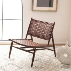 Soleil Leather Woven Accent Chair - Safavieh