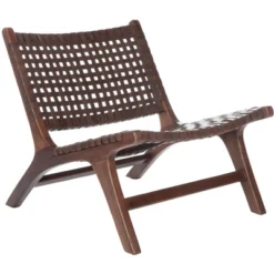 Luna Leather Woven Accent Chair - Safavieh -Safavieh Deals Store GUEST f7e43acc c200 4143 81a7 0e24855d5e9c