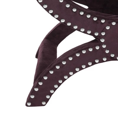 Mystic Ottoman Silver Nail Heads - Plum - Safavieh 5 Mystic Ottoman Silver Nail Heads - Plum - Safavieh - Image 5